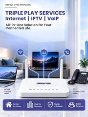 UBIQCOM UB5021GV XPON ONT Optical Network Terminal, 1GE + 1 POTS, GPON Fiber Broadband Modem with VoIP Voice Support, SC/UPC Connector, FTTH ONT for Home & SOHO Users