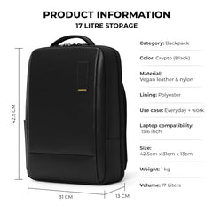MOKOBARA Element 16L Laptop Backpack 14 Inch Office Travel Black