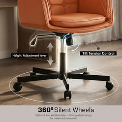 DROGO Zen Atora Ergonomic Criss Cross Legged Office Chair for Work with 5 Gear Armrest & Wide Thick Cushion Seat | PU Leather Computer Chair with Adjustable Height, Recline & Heavy Metal Base (Black)