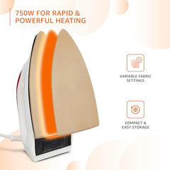 amazon basics 1000 Watts Dry Iron with Non-Stick Soleplate | Stainless Steel Base | Ergonomic | Red and White
