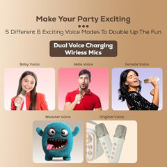 Toreto 20W Retro Karaoke Bluetooth Speaker with Dual Wireless Mic