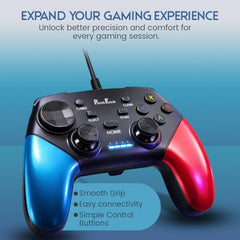 PunnkFunnk Gaming Controller Lite Wireless Bluetooth Gamepad for Android, iOS, PC & Smart TV with Turbo Function, Ergonomic Grip, Rechargeable Battery (X1 Pro Wired)