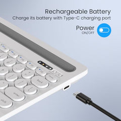 Portronics Bubble Dock Wireless Keyboard with Tablet Holder, Multi-Device Pairing, Rechargeable Battery,Dual Connectivity(2.4 GHz RF & Bluetooth 5.3v)