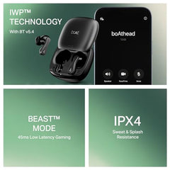boAt Airdopes 313, 13mm Drivers, Glide Shell, 75H Battery, 4Mics ENx Tech, Stream Ad Free Music via App Support, Bluetooth Earbuds, TWS Ear Buds Wireless Earphones with mic (Carbon Black)
