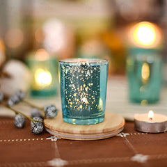 The Purple Tree Rose Gold Mercury Votive Tealight Candle Holders for Diwali and Christmas (Pack of 6) - Corporate Gifts, Home Decor, Decoration - Glass
