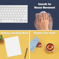 V-CUBE Designs Premium Vegan Leather Dual Color Desk Mat 75X40cm 1.8mm Thick| Laptop Mat/Extended Large Mouse Pad, Reversible Deskspread |High Tear/Peel Strength|Anti-Slip,Splash-Proof| Blue&Yellow