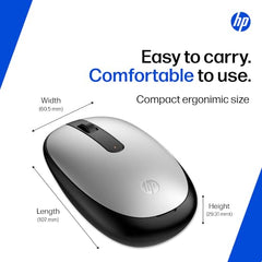 HP 240 Bluetooth Mouse/Ambidextrous; Compact Size; Portable Mouse/Red Optical Tracking/1600 dpi/3 Years Warranty/Pike Silver (43N04AA)