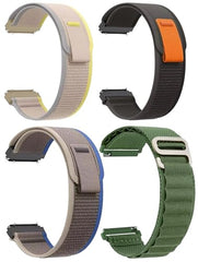 AMiRiTE G/Hook & Loop Bands / Straps - 22MM Nylon Alpine - Compatible with Noise, Huawei, Honor & OnePlus Smart Watches (GREEN, BLACK, BLUE, COMBO OF 4)