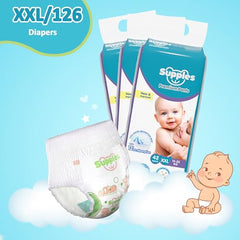 Amazon Brand - Supples Premium Baby Diaper Pants | 84 Baby Diapers | XXL | 15-25 Kg | 42 x 3 Packs | 12 Hrs Absorption | Cushiony Cotton Soft Fabric | Phthalates-Free | Triple Leak Guard