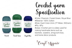 Craft Affair | Crochet Bloom Cotton Yarn 8ply (Each Color 2mm, 77Meter, 50Gram) 100% Pure Cotton | for Knitting Yarn | Craft & DIY Project: Grey, Pink, Off White