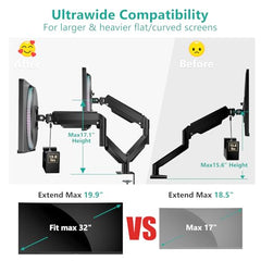 WALI Single Monitor Arm for 13-34 inch Screens (GSMP001N), Black