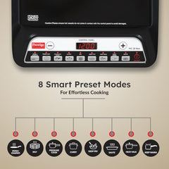 Prestige Pic 20 Neo Induction Cooktop 1600W|Indian Menu Options| Automatic Voltage Regulator| Timer With User Pre-Set, Manual, Black