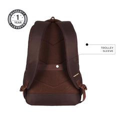Gear Aspire 3 19"/35L Large Faux Leather Water Resistant Laptop Backpack | Casual Backpack | Daypack | Travel Backpack | College Bag For Men/Women (Brown - Brown)