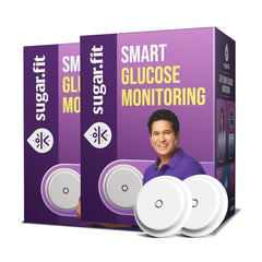 Sugar.fit CGM Blood Glucose Monitor Device, No Prick, 30 Days + Free Coach (Pack of 2)