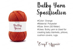 Craft Affair | Bulky Yarn/Blanket Yarn (8mm, 50 Meter, 100 Gram) | Chenille Yarn | for Craft Project: Blood Red