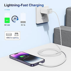 TUMABER 3 Pack MFi Certified iPhone Cable 3Ft, Lightning to USB Cord, 2.4A Fast Charging for iPhone 12/11/11Pro/11Max/X/Xs/Xr/Xs Max/8/7/6/5S/Se, White