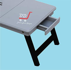 DDS Dream Decor Shoppee Wood Portable Laptop Table Adjustable Height With 1 Drawer (Blue)