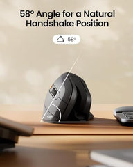 ProtoArc Ergonomic Mouse, EM11 NL Bluetooth Rechargeable Wireless Vertical Mouse, 3 Multi-Device Connectivity for Computer/PC/Laptop, 2.4GHz Optical Mice for Windows, Mac OS, Black/Orange