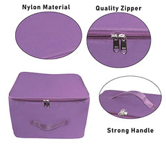 Storite 2 Pack Nylon Wardrobe Bag Underbed Cloth Storage Organizer | Moisture Proof Storage Bag, Storage box for Clothes Saree Bags, Zippered Closure & Handle - Magenta,37x34x23 cm