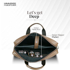 HAMMONDS FLYCATCHER Genuine Leather Office Bag for Men - 15.6 Inch Laptop Bag for Men, Adjustable Strap, Multi Compartments - Ideal for Office, Travel, Daily Use - 1 Year Warranty - Brown