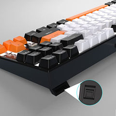 MageGee 75% Mechanical Gaming Keyboard with Brown Switch, LED White Backlit Keyboard, 87 Keys Compact TKL Wired Computer Keyboard for Windows Laptop PC Gamer - Retro Grey/White