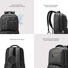 Gear Vintage 4 19"/29L anti theft faux leather Medium Water Resistant Laptop Backpack/Casual Backpack/Daypack/Travel Backpack/College Bag For Men/Women(Pitch Black-Black)