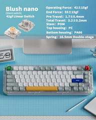 nuphy Kick75 Wireless Low Profile Mechanical Keyboard with Volume Knob,75% Hot Swappable Custom Keyboard,80 Keys RGB Backlit with PBT Keycaps,BT/2.4G/USB-C (Brown Nano Switch)