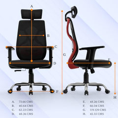 Furnivo Titan Ergonomic Office Chair for Home & Office | Adjustable Armrests | 120 Recline | Lumbar Support | Thick Cushioned Seat | Heavy-Duty Base | 3 Years Warranty (Eco Black Red)