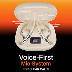 ACwO DwOTS Sense Pro True Wireless Earbuds, 42dB ANC, Voice-First Mic System for Clear Calls, Skin-Friendly Ear Hooks, 12mm Drivers, Dual Pairing, Sweat Resistant, Advanced Bluetooth Ear Buds (Orange)