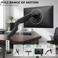 STAR WORK Single Monitor Desk Mount for 13–34” Inch Screens, Heavy Duty Adjustable VESA Monitor Arm with C-Clamp & Grommet Base | Full Motion Tilt & Swivel Rotation (Purple Arm Stand)