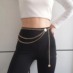 SYGA Women's Metal Waist Chain Dress Decorative Chain Adjustable Waist Thin Belt(Gold)
