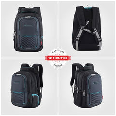 HARISSONS Verge Men’s Travel Laptop Backpack | Fits 15.6" Laptop | 40L Lightweight | USB Port, Water-Resistant, Hidden Pocket, Luggage Strap | Work, Commute & Travel (Black & Teal)