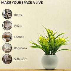 SKYGREEN Luxury Artificial Green Bonsai Tree with Stylish Decorative Pot for Modern Home, Office Desk & Shelf Decor | (BN-104)