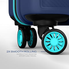 Safari Pentagon Pro 8 Wheels Set of 3 (Cabin + Medium + Large) Trolley Bags, Hard Case Polypropylene, 360º Wheeling Luggage, Suitcase for Travel, Cyan, Spinner Wheels