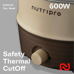 Nutripro Multipurpose Cook Kettle With 1.5L Stainless Steel Inner Pot, Steel (Cream & Brown, 600W)
