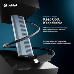 Cablet M.2 NVMe/NGFF SSD Enclosure USB 3.1 Gen2 10Gbps for 2242/2260/2280 M-Key/M+B Key PCIe SSD, Supports Dual Protocol NVMe and NGFF SSD, UASP Max 2TB, Aluminium Case