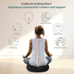 The White Willow Donut Pillow – Medium Firm HR Memory Foam Coccyx Seat Cushion for Tailbone, Hemorrhoid & Piles Pain Relief – Car & Office Chair – Above 60KG – Classic Black