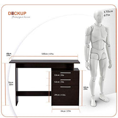 DeckUp Turrano Engineered Wood Study Table and Office Desk (Dark Wenge, Matte Finish)