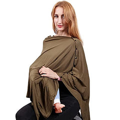 MOMISY Nursing Cover Scarf for Breastfeeding - MultiUse - Nursing Blanket – Poncho Style with Buttons - Stretchy Baby Car Seat Canopy - Elegant Shawl - Made of 100% Modal - Green