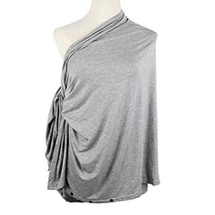 MOMISY Nursing Cover Scarf for Breastfeeding - MultiUse - Nursing Blanket – Poncho Style with Buttons - Stretchy Baby Car Seat Canopy - Elegant Shawl - Made of 100% Modal - Grey