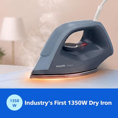 Philips DST0700/00 Hi-Power Heavy Weight Dry Iron | 1350W, Advanced Alloy Non Stick Soleplate, Fluidic Cool Touch Design, Ultra Powerful Performance