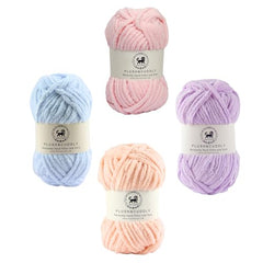NESTNHAVEN , Plush & Cuddly Sets 2.0 , Chenille Yarn Supersoft Hand Knitting Wool Ball, set of 4 , 400 grams (1 Ball/100 Gram Each) Suitable for Craft, Babywear, Toys , Baby Blankets , 5 Bulky, Shades - NNHS 2.0 (Set 26 baby Pink , lilac , hot pink…