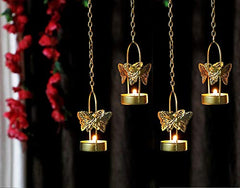 The Purple Tree Aluminium Hanging Butterfly Tealight Candle Holders Combo Pack (Pack of 4)