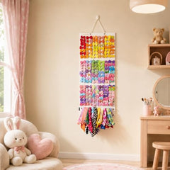 HASTHIP Hair Clip Organizer, 3-Layer Wall Hanging, Large Capacity, Pink