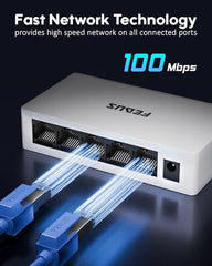 FEDUS Nextport-8000, 8 Port Gigabit Ethernet Switch 1000Mbps, High-Speed Network Splitter & LAN Hub, Plug & Play, Fanless, Desktop Switch for PC, Internet Cable, Laptop, Gaming, Router, NAS, CCTV, TV
