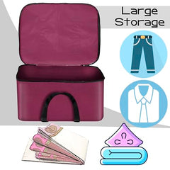 Storite 2 Pack Nylon Wardrobe Bag Underbed Cloth Storage Organizer | Moisture Proof Storage Bag, Storage box for Clothes Saree Bags, Zippered Closure & Handle - Magenta,37x34x23 cm