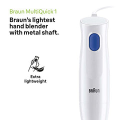 Braun MultiQuick 1, Powerful 450W Hand Blender, Made in Europe, EasyTwist Technology, Lightweight, Stainless Steel German Design, Dishwasher Safe, Make Baby Food, Chutney, Smoothie, Soup, MQ10.000P