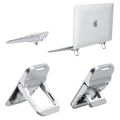 ZORBES® Portable Invisible Laptop Riser Stand, 2 Mini Self-Adhesive Alloy Metal Folding Desk Stand, Lightweight Laptop Desk Feet for MacBook, Lenovo, HP, Dell, Laptops & Tablets, 2pc (Black)
