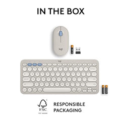 Logitech Pebble 2 Combo, Wireless Keyboard and Mouse, Quiet and Portable, Customisable, Logi Bolt, Bluetooth, Easy-Switch for Windows, macOS, iPadOS, Chrome -