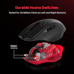 EvoFox Shadow X Pro Wireless Gaming Mouse Tri-Mode Rechargeable | BT, USB 2.4G & Wired, S203 Sensor, 1000Hz Polling Rate, 6400 DPI, RGB Lighting, 6 Programmable Buttons, Software Support